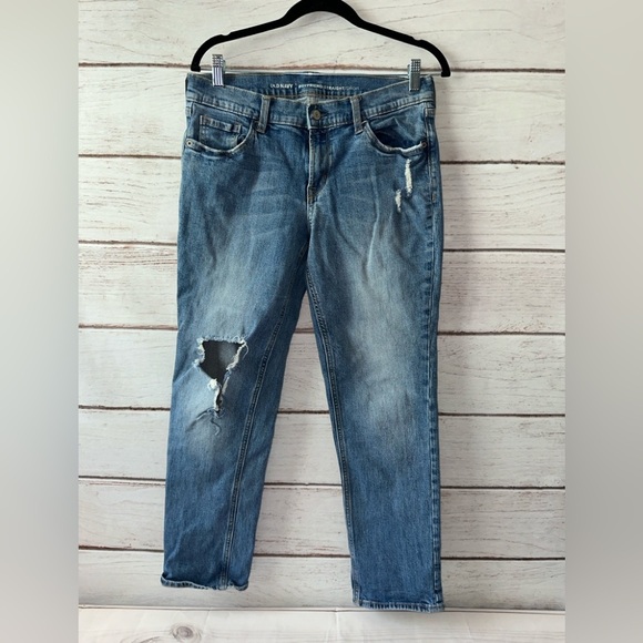 Old Navy Boyfriend Straight Jeans Distressed Light Wash Size 8 Regular - Picture 1 of 8